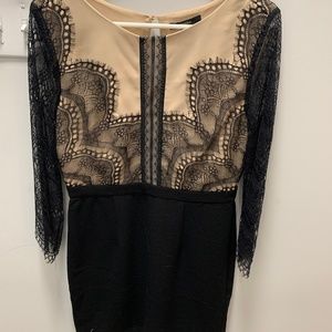 Black and Beige Laced Dress